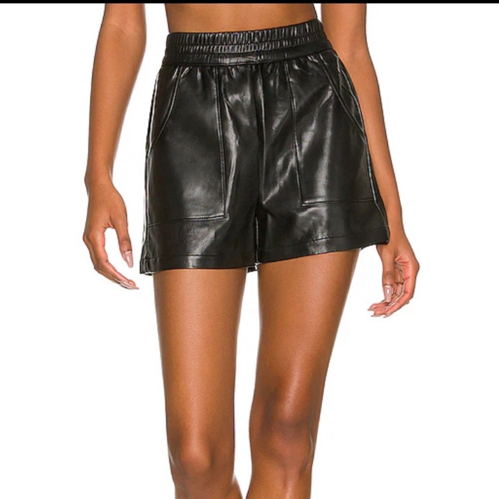 Revolve Plush Faux Leather Shorts in Black The Range